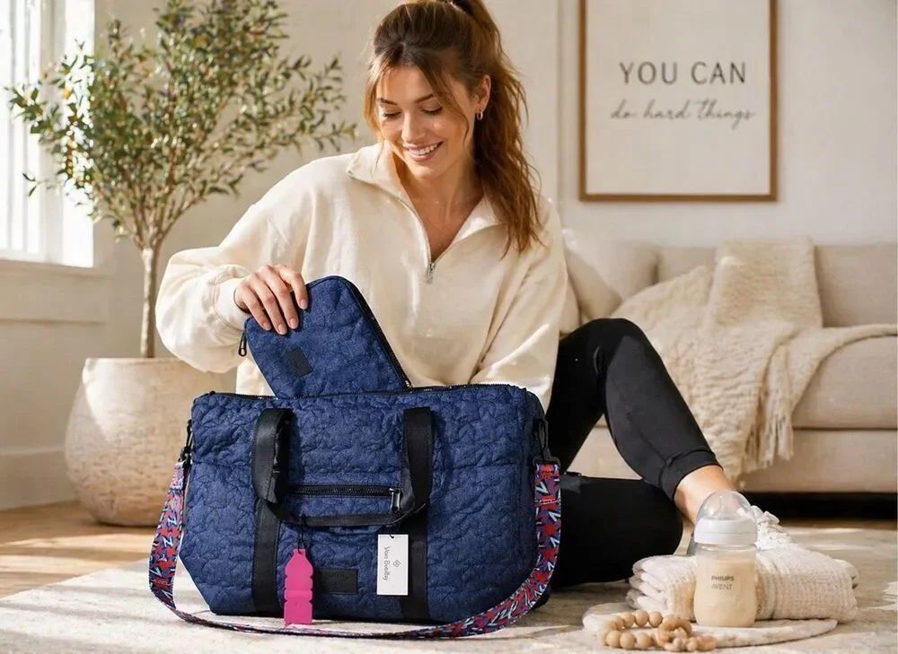 VeraโBradley & Shawn Johnson carry on tote dark blue deluxe W pouch NWT